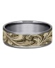 Gentlemen's Large Barrel Script Pattern Comfort Fit Band in Tantalum and Yellow Gold